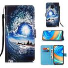 For Xiaomi Redmi Note 9S Painting Horizontal Flip Leather Case with Holder & Card Slot & Wallet & Lanyard(Sea Wave and Sun) - 1