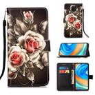 For Xiaomi Redmi Note 9S Painting Horizontal Flip Leather Case with Holder & Card Slot & Wallet & Lanyard(Rose on Black) - 1