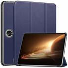 For OPPO Pad 2 11.6 inch Custer Pure Color 3-Fold Holder Smart Leather Tablet Case(Dark Blue) - 1