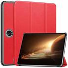 For OPPO Pad 2 11.6 inch Custer Pure Color 3-Fold Holder Smart Leather Tablet Case(Red) - 1