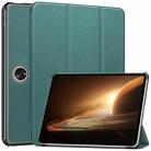 For OPPO Pad 2 11.6 inch Custer Pure Color 3-Fold Holder Smart Leather Tablet Case(Dark Green) - 1