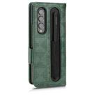 For Samsung Galaxy Z Fold3 Symmetrical Triangle Leather Phone Case(Green) - 3