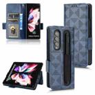 For Samsung Galaxy Z Fold4 Symmetrical Triangle Leather Phone Case(Blue) - 1