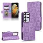 For Samsung Galaxy S21 Ultra 5G Symmetrical Triangle Leather Phone Case(Purple) - 1