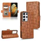 For Samsung Galaxy S21 Ultra 5G Symmetrical Triangle Leather Phone Case(Brown) - 1