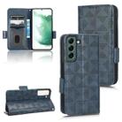 For Samsung Galaxy S21+ 5G Symmetrical Triangle Leather Phone Case(Blue) - 1