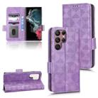 For Samsung Galaxy S22 Ultra 5G Symmetrical Triangle Leather Phone Case(Purple) - 1