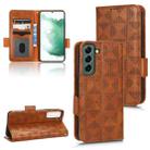 For Samsung Galaxy S22 5G Symmetrical Triangle Leather Phone Case(Brown) - 1