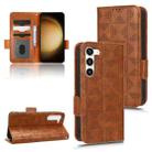 For Samsung Galaxy S23 5G Symmetrical Triangle Leather Phone Case(Brown) - 1