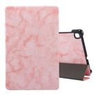 For Galaxy Tab S6 Lite P610 / P615 Marble Texture Horizontal Flip Leather Case, with Three-folding Holder & Sleep / Wake-up Function(Pink) - 1