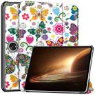 For OPPO Pad 2 11.6 inch Custer Painted 3-Fold Holder Smart Leather Tablet Case(Colorful Butterflies) - 1