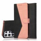 For Samsung Galaxy S23 Ultra 5G Dual-color Stitching Leather Phone Case(Black Rose Gold) - 1