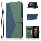 For Samsung Galaxy S21 5G Dual-color Stitching Leather Phone Case(Blue Green) - 1
