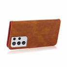 For Samsung Galaxy S21 Ultra 5G Dual-color Stitching Leather Phone Case(Brown Red) - 6