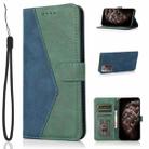For Samsung Galaxy Note20 Ultra Dual-color Stitching Leather Phone Case(Blue Green) - 1