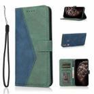 For Samsung Galaxy A20s Dual-color Stitching Leather Phone Case(Blue Green) - 1