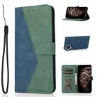 For Samsung Galaxy A22 4G Dual-color Stitching Leather Phone Case(Blue Green) - 1