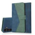 For Samsung Galaxy A25 5G Dual-color Stitching Leather Phone Case(Blue Green) - 1