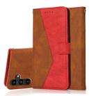 For Samsung Galaxy A25 5G Dual-color Stitching Leather Phone Case(Brown Red) - 1
