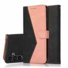 For Samsung Galaxy A34 Dual-color Stitching Leather Phone Case(Black Rose Gold) - 1