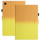 For Lenovo M10 Plus Stitching Gradient Leather Tablet Case(Orange Yellow) - 1