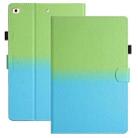 For iPad 9.7 2018/2017 / Air 2 / Air Stitching Gradient Leather Tablet Case(Green Blue) - 1