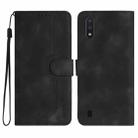 For Samsung Galaxy A01/M01 Heart Pattern Skin Feel Leather Phone Case(Black) - 1