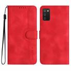 For Samsung Galaxy A02s 164mm Heart Pattern Skin Feel Leather Phone Case(Red) - 1