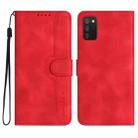 For Samsung Galaxy A03s 166mm Heart Pattern Skin Feel Leather Phone Case(Red) - 1