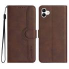 For Samsung Galaxy A04e Heart Pattern Skin Feel Leather Phone Case(Brown) - 1