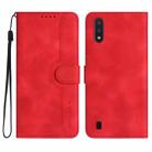 For Samsung Galaxy A10/M10 Heart Pattern Skin Feel Leather Phone Case(Red) - 1