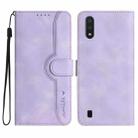 For Samsung Galaxy A10/M10 Heart Pattern Skin Feel Leather Phone Case(Purple) - 1
