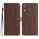 For Samsung Galaxy A20s Heart Pattern Skin Feel Leather Phone Case(Brown) - 1