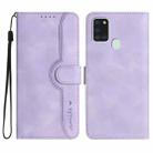 For Samsung Galaxy A21s Heart Pattern Skin Feel Leather Phone Case(Purple) - 1