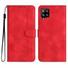 For Samsung Galaxy A22 4G Heart Pattern Skin Feel Leather Phone Case(Red) - 1