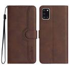 For Samsung Galaxy A31 Heart Pattern Skin Feel Leather Phone Case(Brown) - 1
