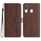For Samsung Galaxy A40 Heart Pattern Skin Feel Leather Phone Case(Brown) - 1