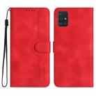For Samsung Galaxy A51 5G Heart Pattern Skin Feel Leather Phone Case(Red) - 1