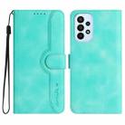 For Samsung Galaxy A72 4G/5G Heart Pattern Skin Feel Leather Phone Case(Light Blue) - 1
