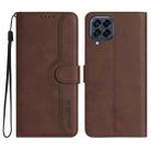 For Samsung Galaxy M33 5G Global Heart Pattern Skin Feel Leather Phone Case(Brown) - 1