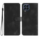 For Samsung Galaxy M53 5G Heart Pattern Skin Feel Leather Phone Case(Black) - 1