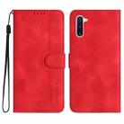 For Samsung Galaxy Note10 4G/5G Heart Pattern Skin Feel Leather Phone Case(Red) - 1
