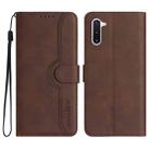 For Samsung Galaxy Note10 4G/5G Heart Pattern Skin Feel Leather Phone Case(Brown) - 1