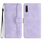 For Samsung Galaxy Note10+ Heart Pattern Skin Feel Leather Phone Case(Purple) - 1