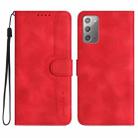 For Samsung Galaxy Note20 Heart Pattern Skin Feel Leather Phone Case(Red) - 1