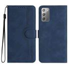 For Samsung Galaxy Note20 Heart Pattern Skin Feel Leather Phone Case(Royal Blue) - 1