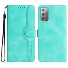 For Samsung Galaxy Note20 Heart Pattern Skin Feel Leather Phone Case(Light Blue) - 1