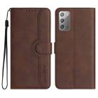For Samsung Galaxy Note20 Heart Pattern Skin Feel Leather Phone Case(Brown) - 1