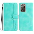 For Samsung Galaxy Note20 Ultra Heart Pattern Skin Feel Leather Phone Case(Light Blue) - 1