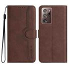For Samsung Galaxy Note20 Ultra Heart Pattern Skin Feel Leather Phone Case(Brown) - 1